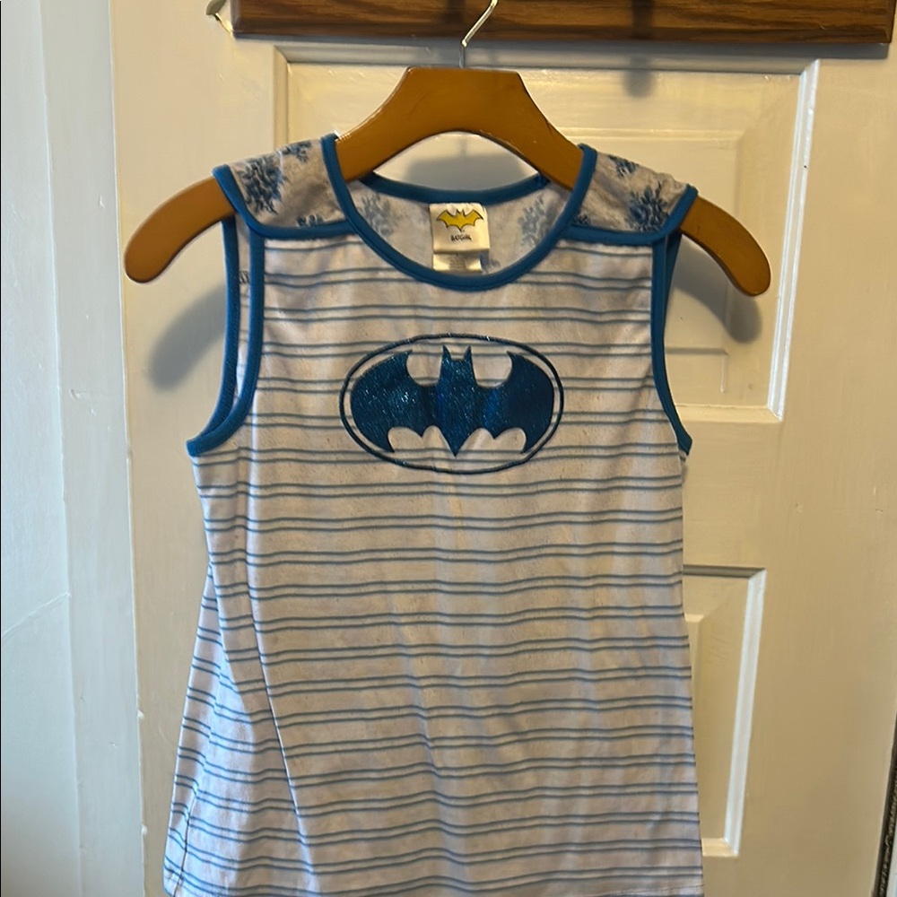 Blue and White Striped Batman pajamas